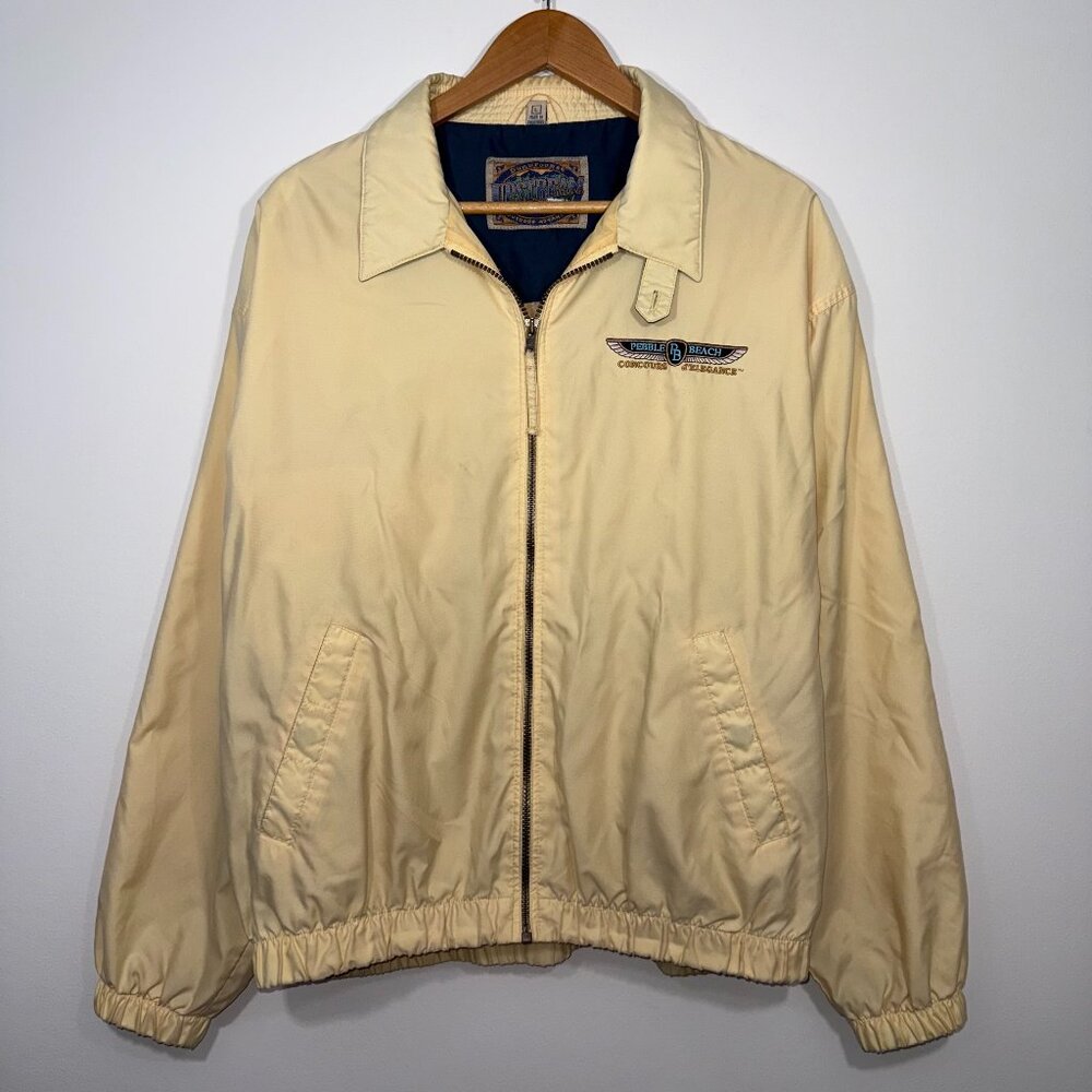 Vintage Pebble Beach Concours d'Elegance Windbreaker Jacket Yellow Mens Large